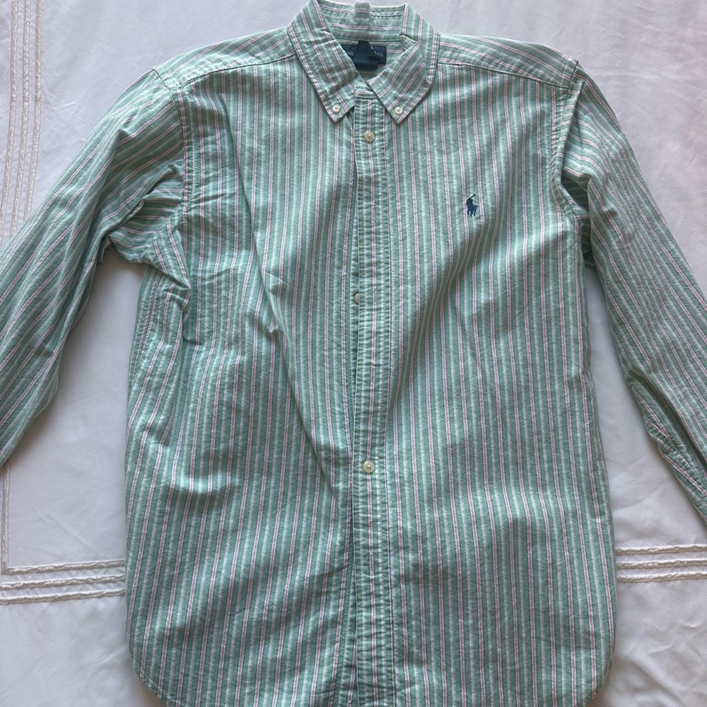 Ralph Lauren Boy’s Green Striped Button-Down Shirt
